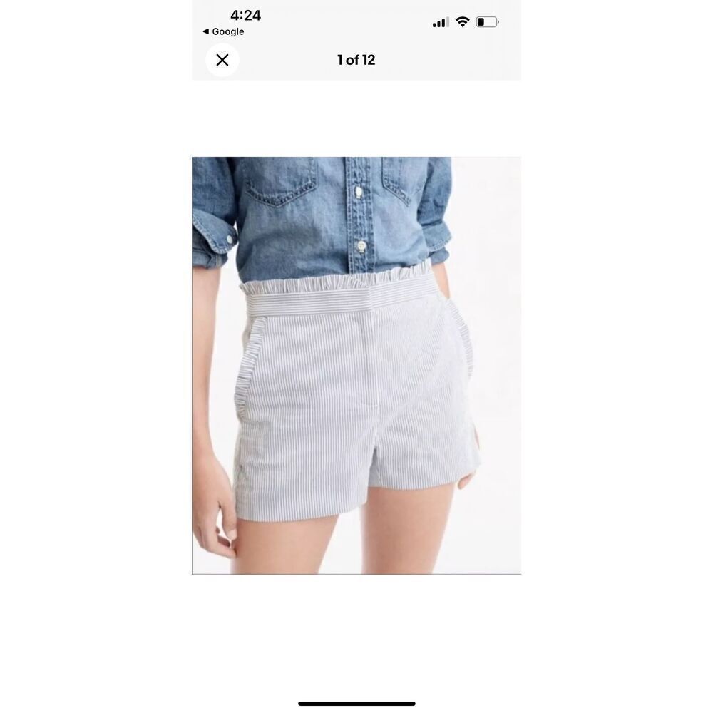 J.Crew Seersucker Pinstripe Shorts Sz 4 Ruffles